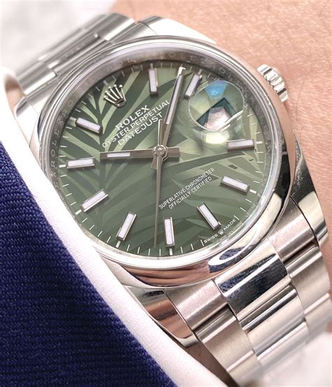 rolex datejust green palm dial